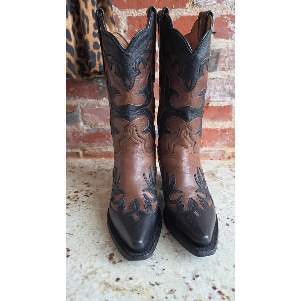 Brown and Black boots