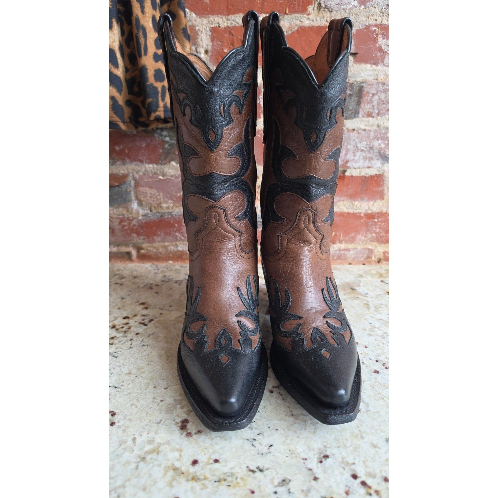 Brown and Black boots