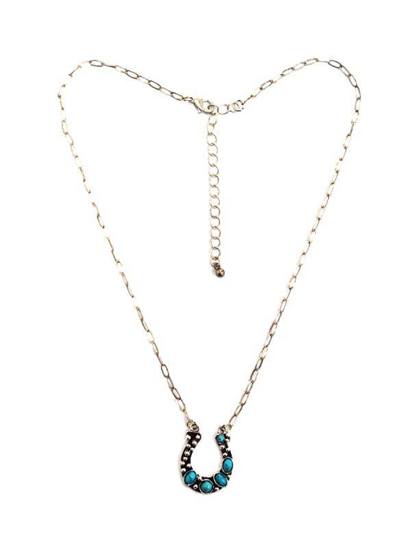 Western Horseshoe Turquoise Pendant Necklace