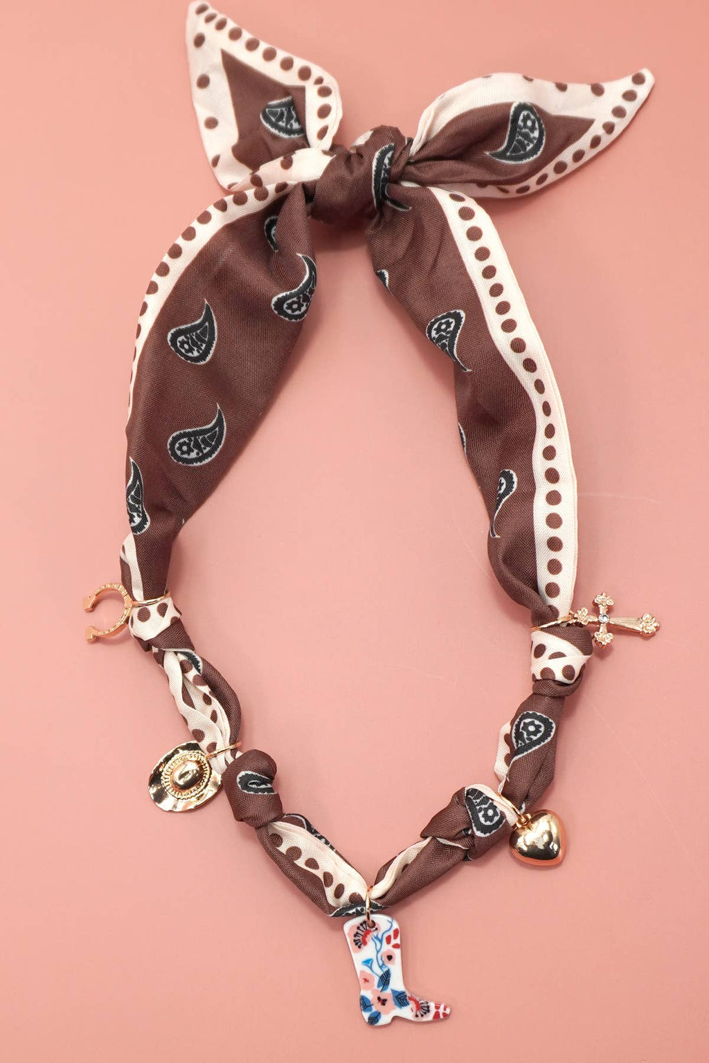 SCARF CHARM NECKLACE-BOOT HAT CROSS HORSESHOE | 80N92349: GOLD
