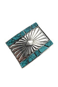 WESTERN TURQUOISE STONE CONCHO BELT BUCKLE: TURQUOISE