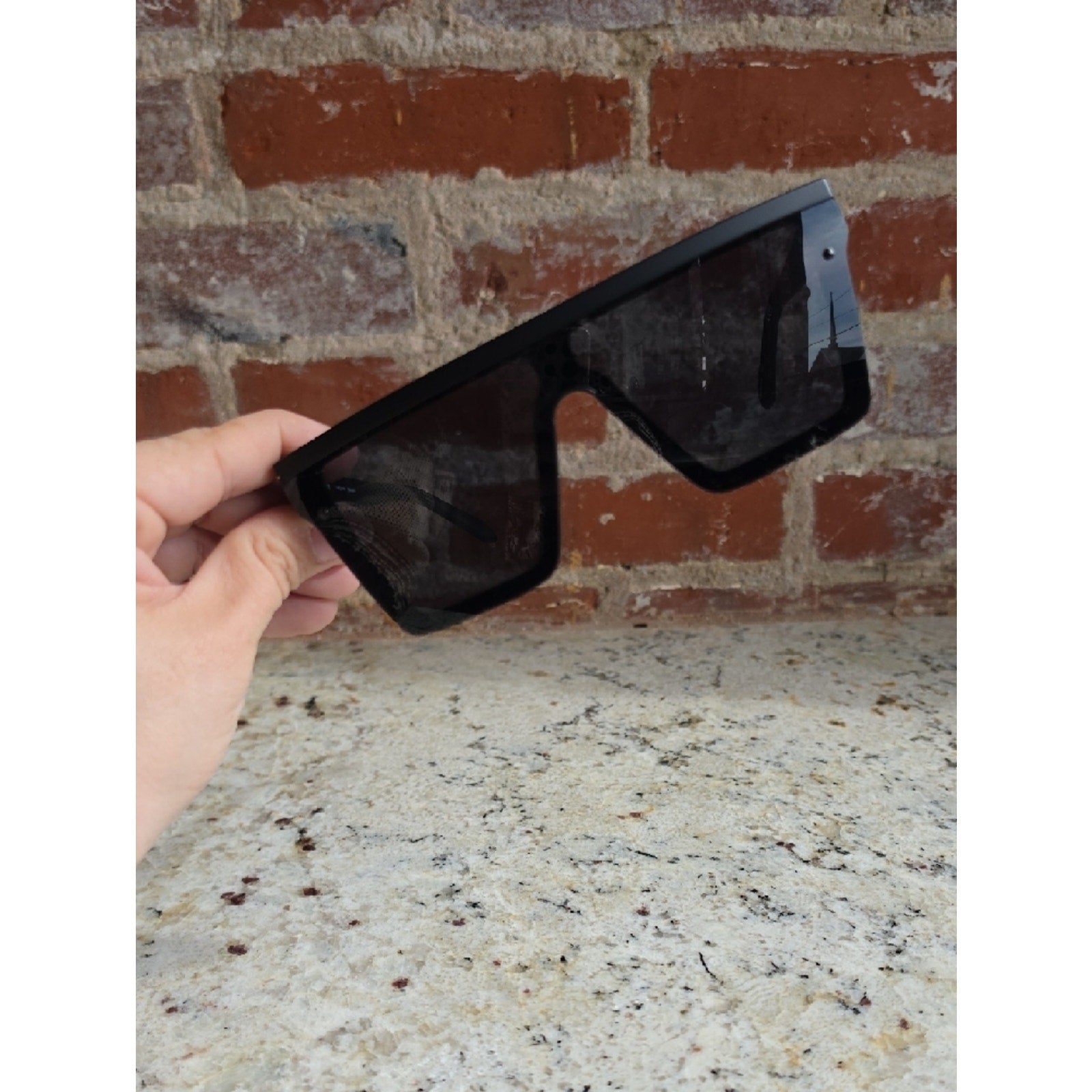 Quay Australia Black Shield Sunglasses with Gray Lenses