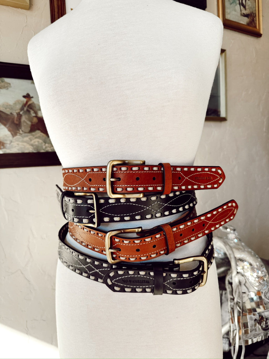 The Classic Buckstitch Belt in Brown