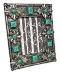 Resin Metal Concho & Turquoise Stones 6” x 4” Picture Frame