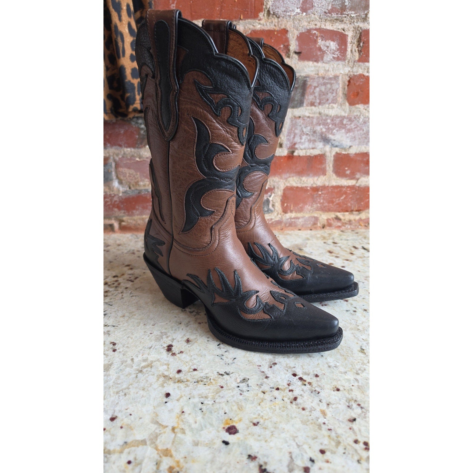 Brown and Black boots