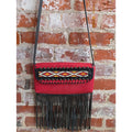 Red Fringe Crossbody Bag with Beaded Trim