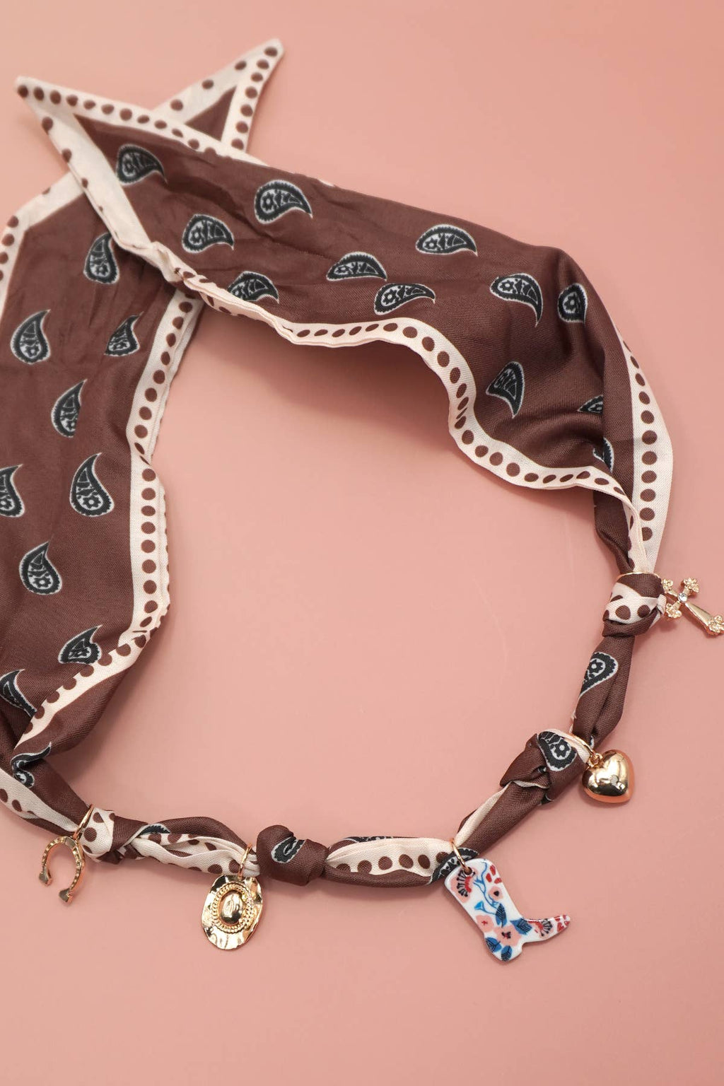 SCARF CHARM NECKLACE-BOOT HAT CROSS HORSESHOE | 80N92349: GOLD