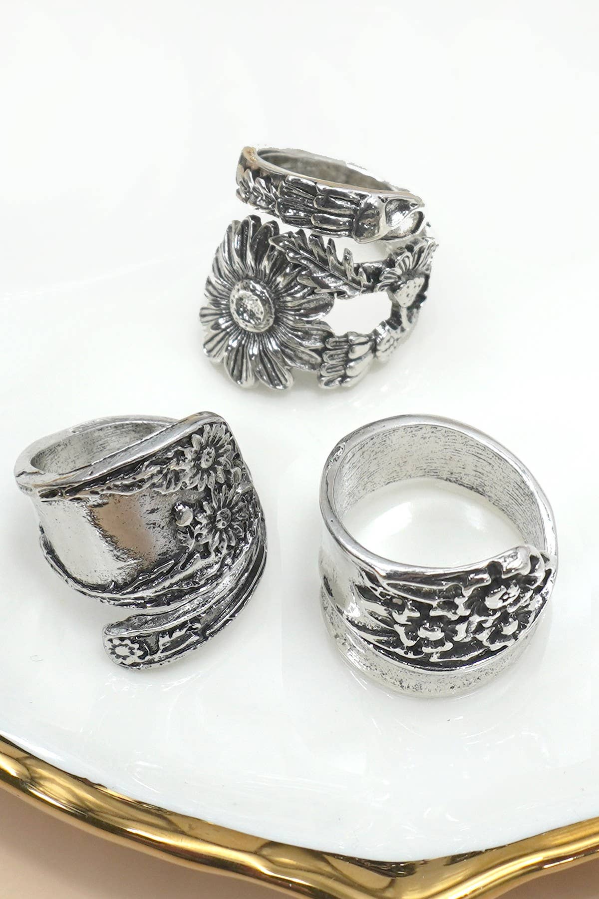 VINTAGE BOHO FLORAL STATEMENT RINGS | 40R129: A