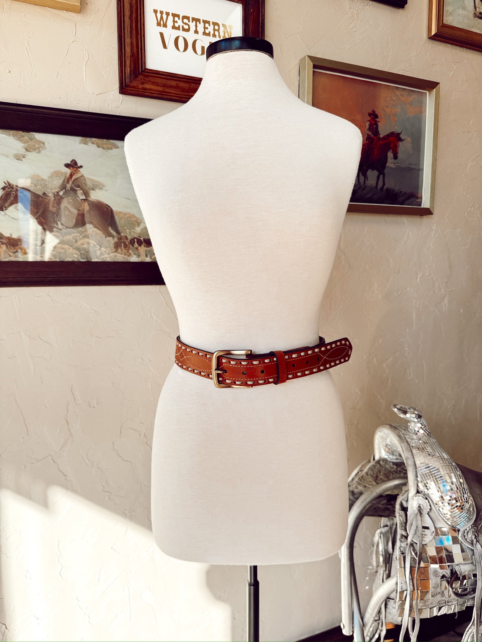 The Classic Buckstitch Belt in Brown