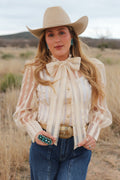 The Cream Stripe Bow Top