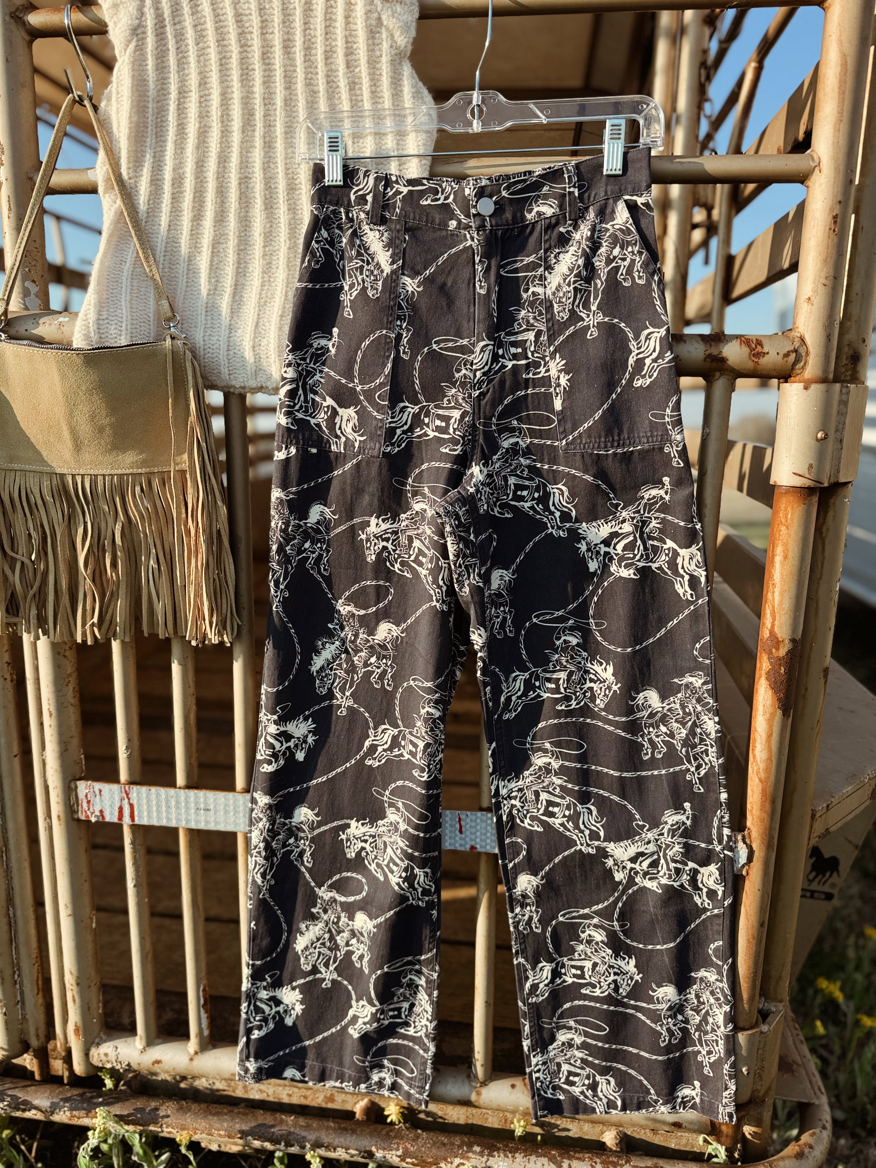 The Catching Cowboys Western Print Pants