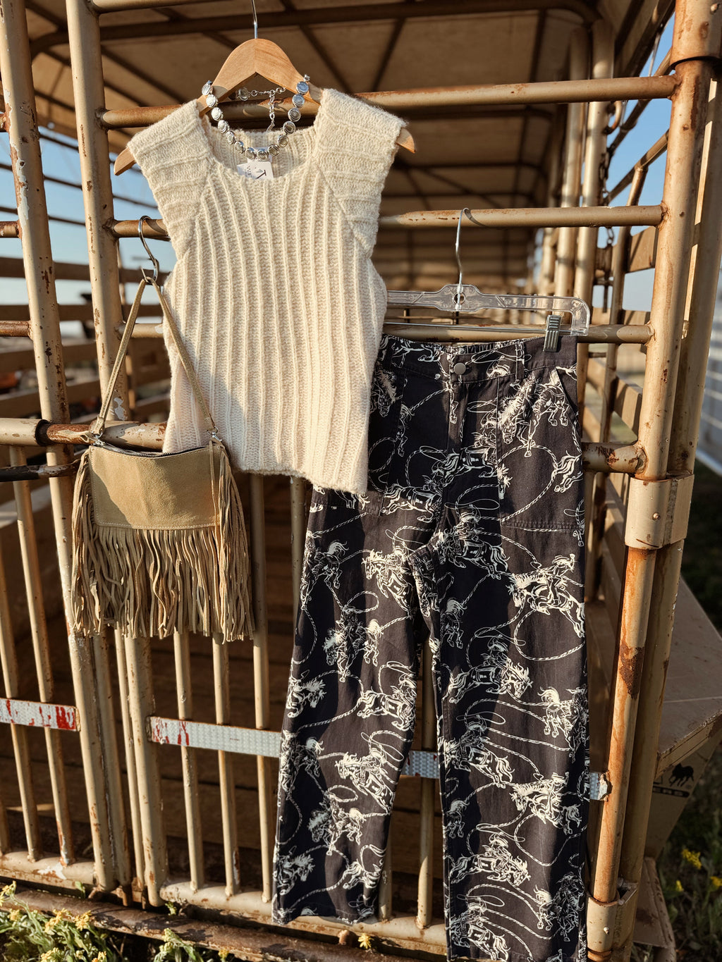 The Catching Cowboys Western Print Pants