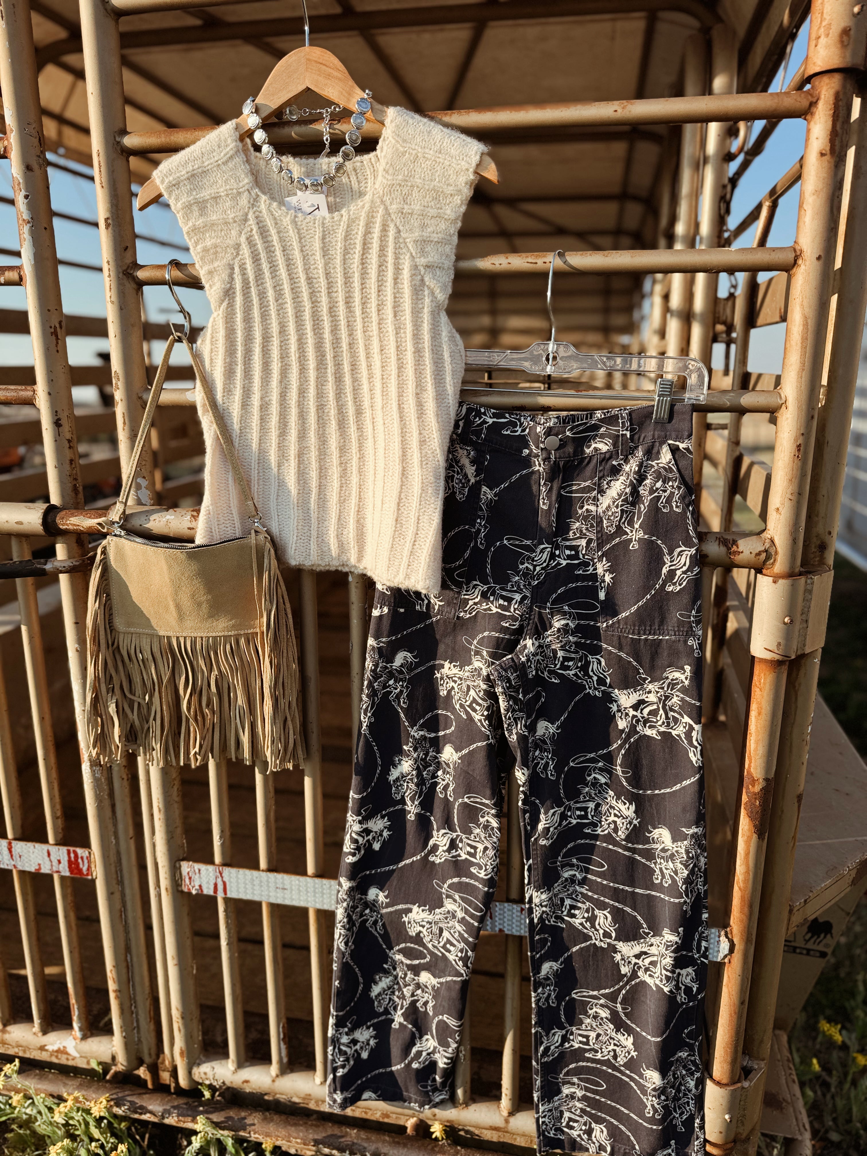 The Catching Cowboys Western Print Pants