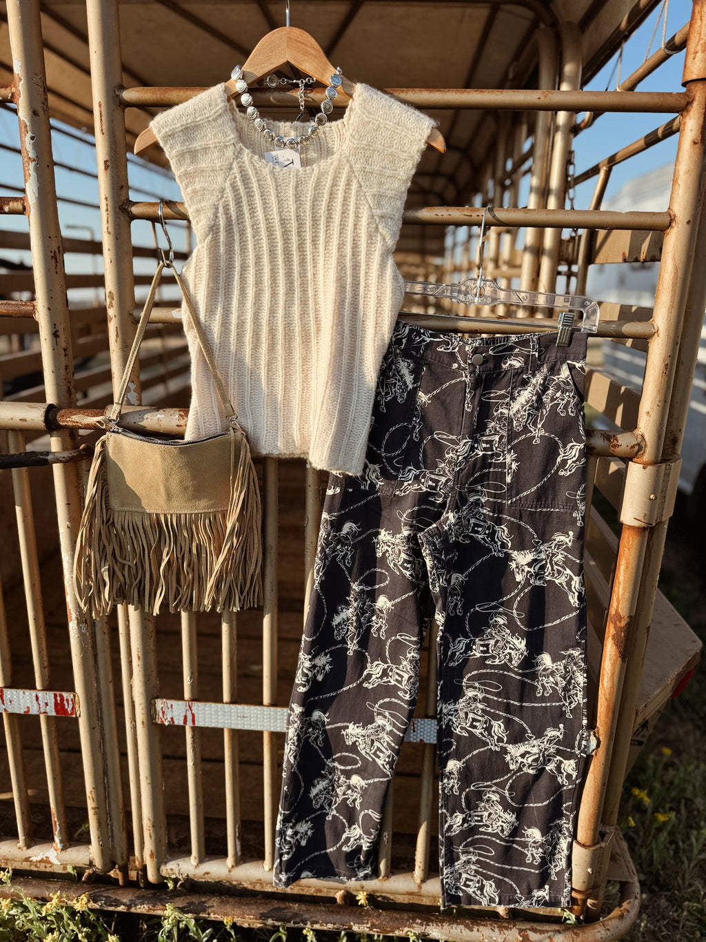 The Catching Cowboys Western Print Pants