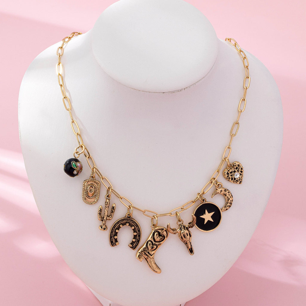 Western Charm Necklace - Boot cross heart | 80N92762: GOLD