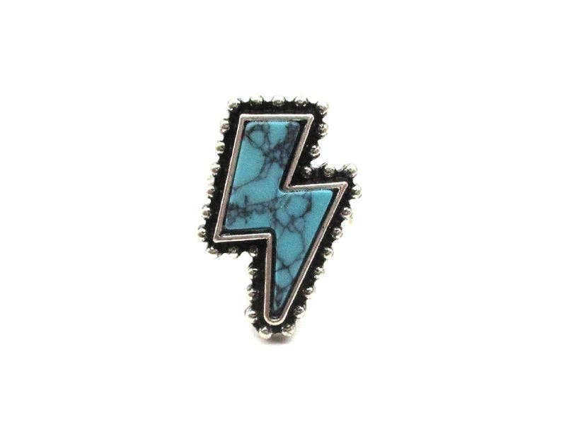 Western Turquoise Lightning Cuff Ring