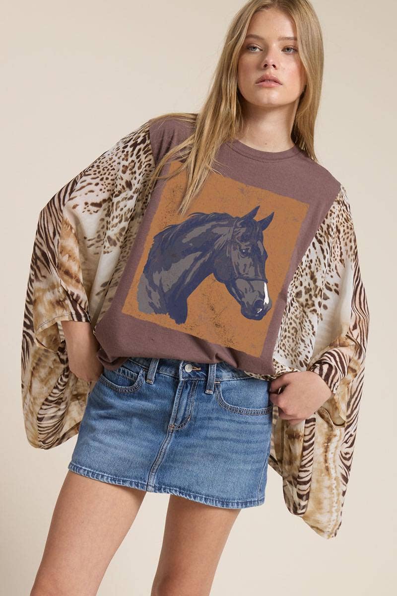 PRE-Order Vintage Horse Artwork Graphic Kantha Top