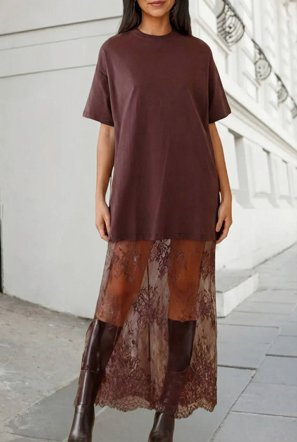 PRE-Order Lace Patchwork Short Sleeve Maxi Dress