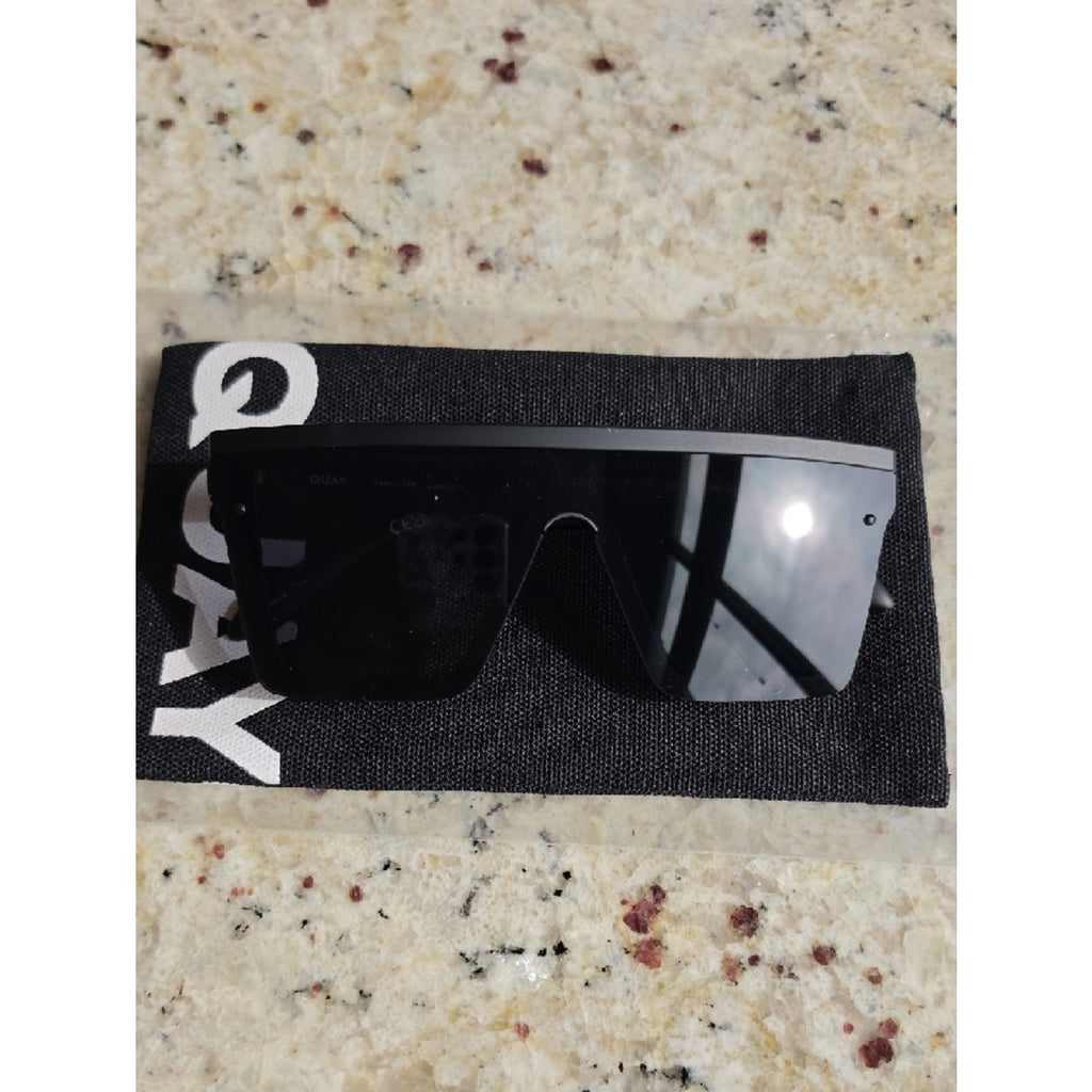 Quay Australia Black Shield Sunglasses with Gray Lenses