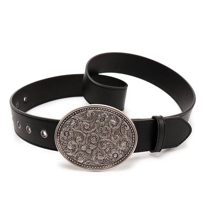 WESTERN OVAL BUCKLE FASHION LEATHER BELT | 40BT655: E