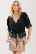 Satin Lace Trim Top
