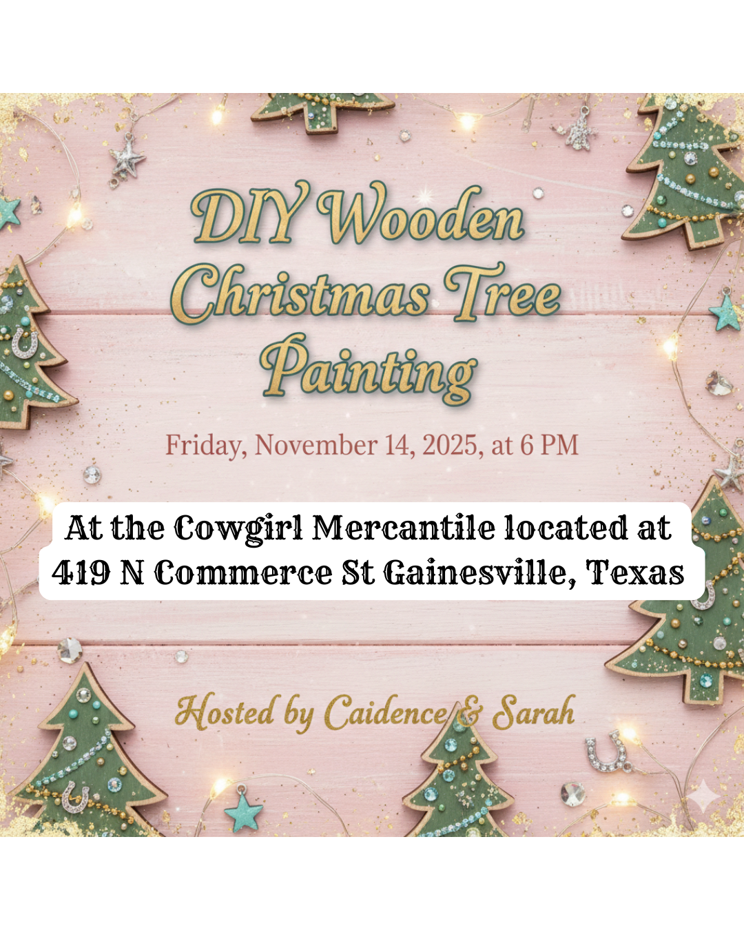 12/2/25- Paint & Sip: Sparkly Christmas Trees on Rustic Wood Signs